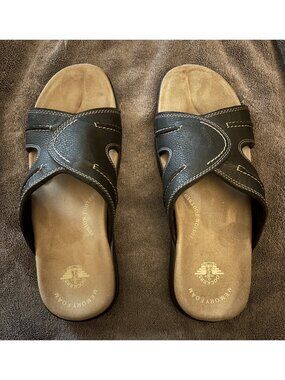 Dockers Men Casual Slide Sandals Sunland Size US 12W Black Faux Leather